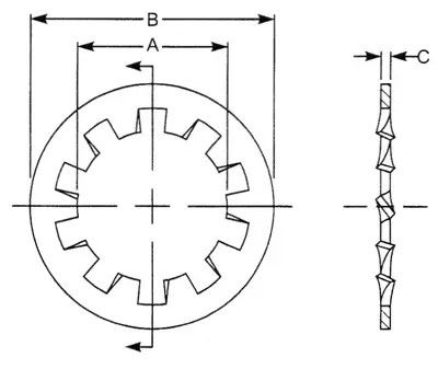 dimensions of internal toothed heavy shakeproof washer