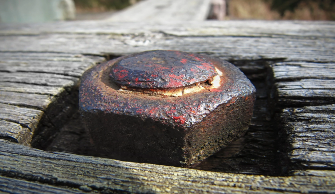 Rusted screw and nut