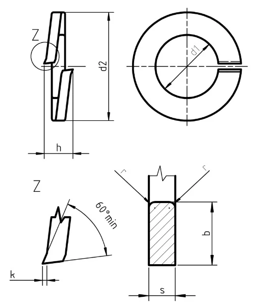 DIN 127A spring washer dimensions