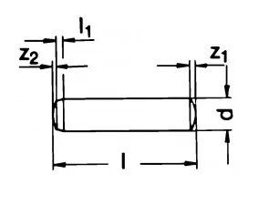 Dimensions of DIN 6325 type 2 dowel pin