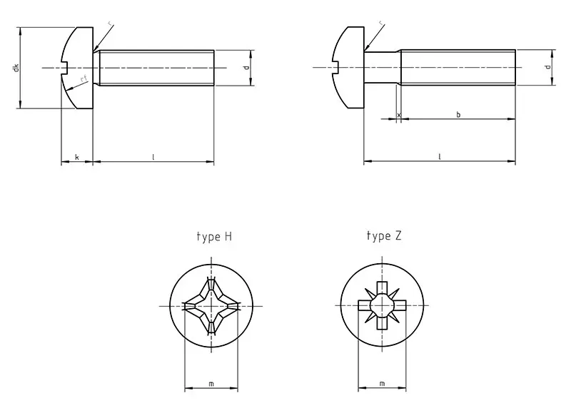 Dimensions of pan philips machine screw