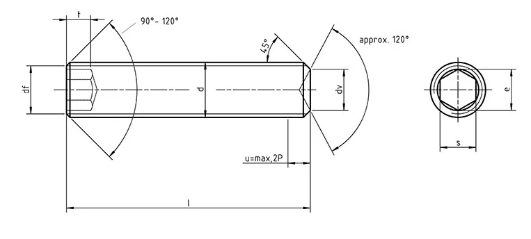 DIN 916-socketsetscrews Dimensions