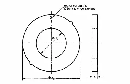 Dimensions of IS 6649 - 1935 washer