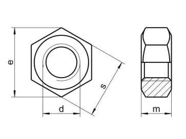 Dimensions of BSF Hexagon Full Nut Grade-A-Steel BS1083