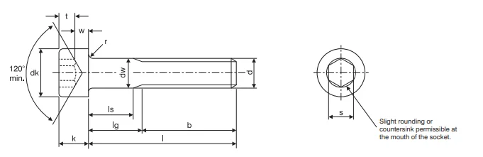 BS2470-socketheadcapscrews Dimensions