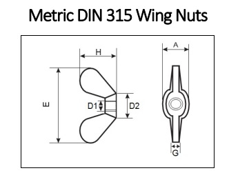 5 M10-1.50 Stainless Steel Wing Nuts DIN315 Metric American Form M10 Wing Nut 