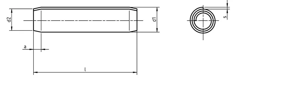 Dimensions of DIN 7343 spiral pin