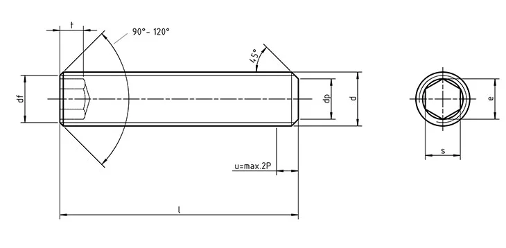 DIN 913-socketsetscrews Dimensions